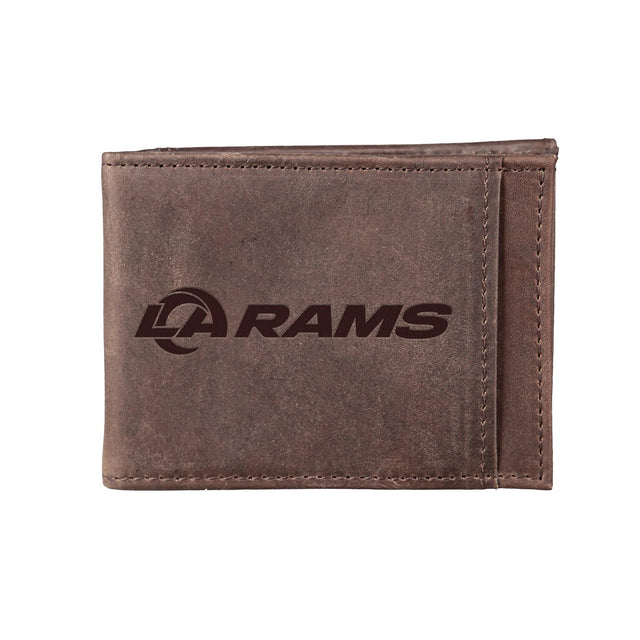 Front Pocket Wallet w/ RFID Blocking, Los Angeles Rams, Brown - EG Collective - 801946224723