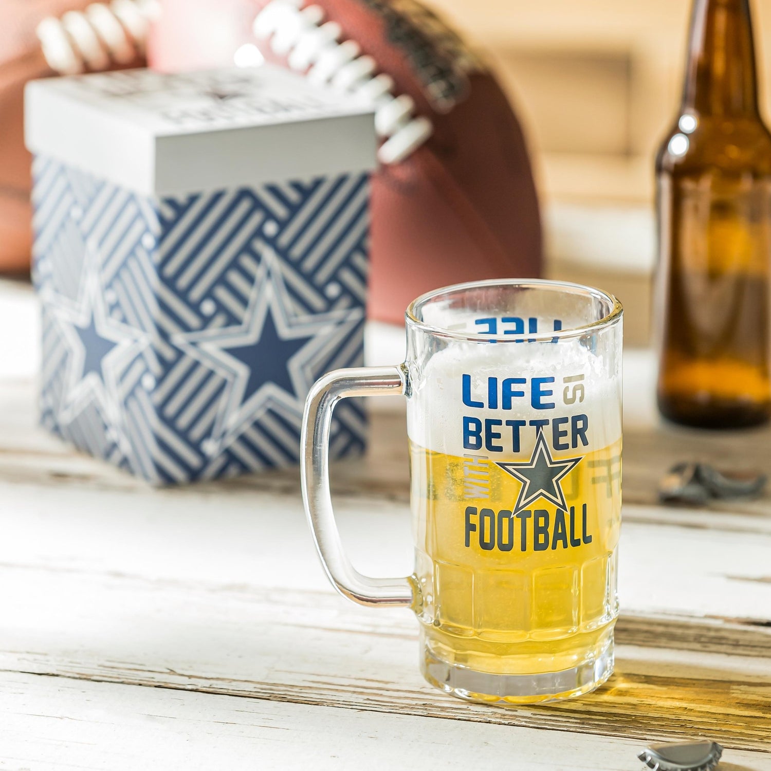 Glass Tankard Cup, with Gift Box, Dallas Cowboys - EG Collective - 801946814856