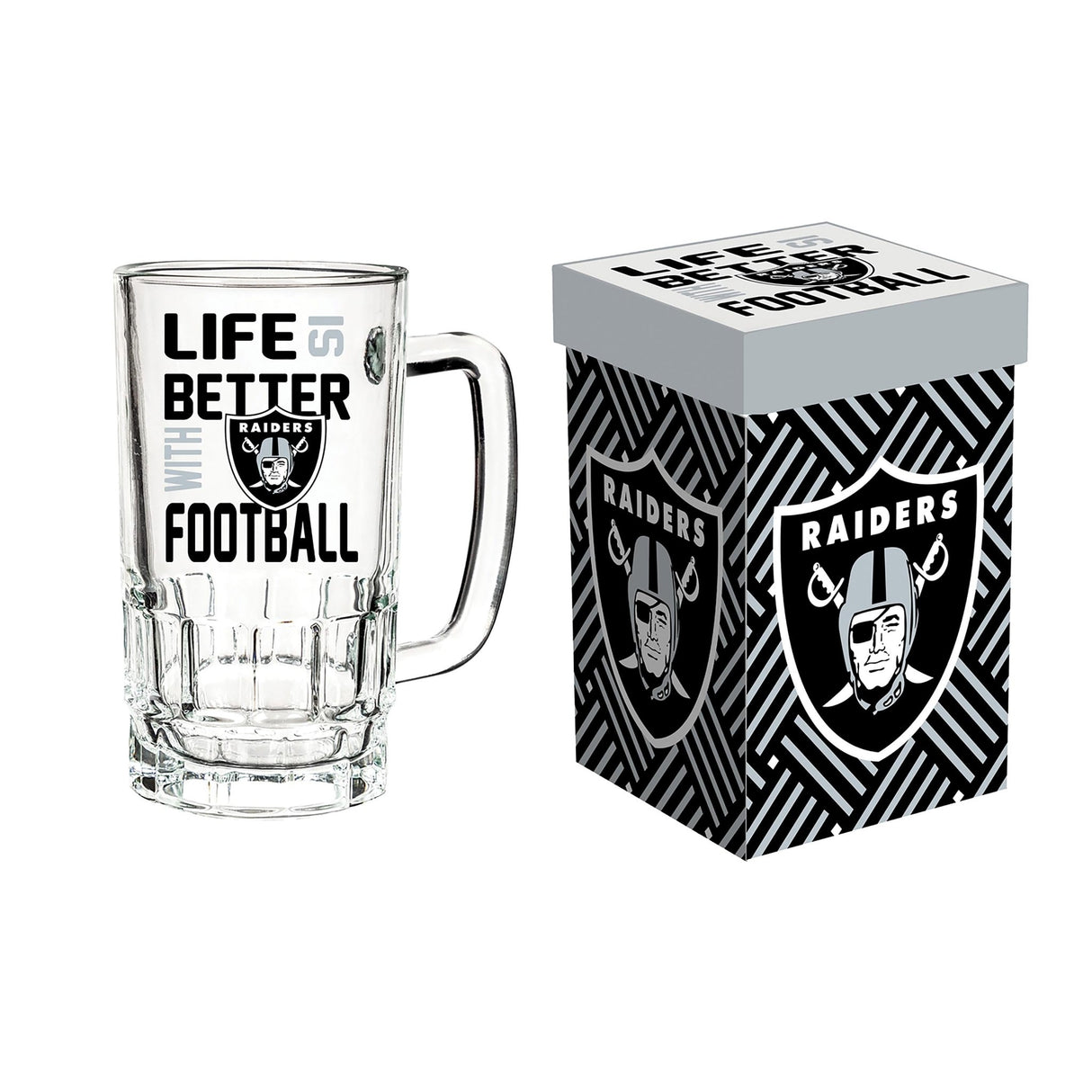 Glass Tankard Cup, with Gift Box, Las Vegas Raiders - EG Collective - 801946351221