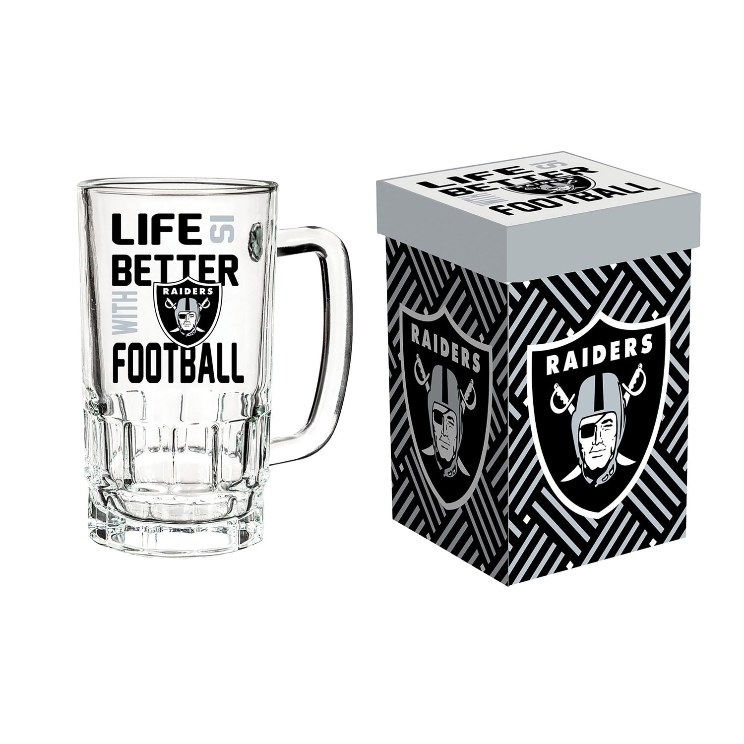Glass Tankard Cup, with Gift Box, Las Vegas Raiders - EG Collective - 801946351221
