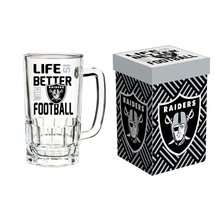 Glass Tankard Cup, with Gift Box, Las Vegas Raiders - EG Collective - 801946351221