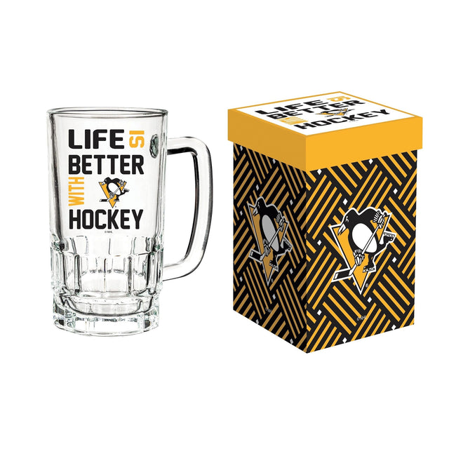 Glass Tankard Cup with Gift Box, Pittsburgh Penguins - EG Collective - 801946114673
