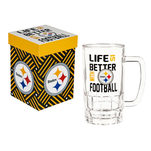 Glass Tankard Cup, with Gift Box, Pittsburgh Steelers - EG Collective - 801946873969