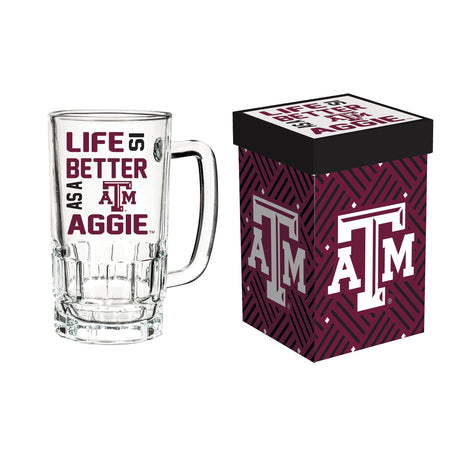 Glass Tankard Cup, with Gift Box, Texas A&M - EG Collective - 801946167327