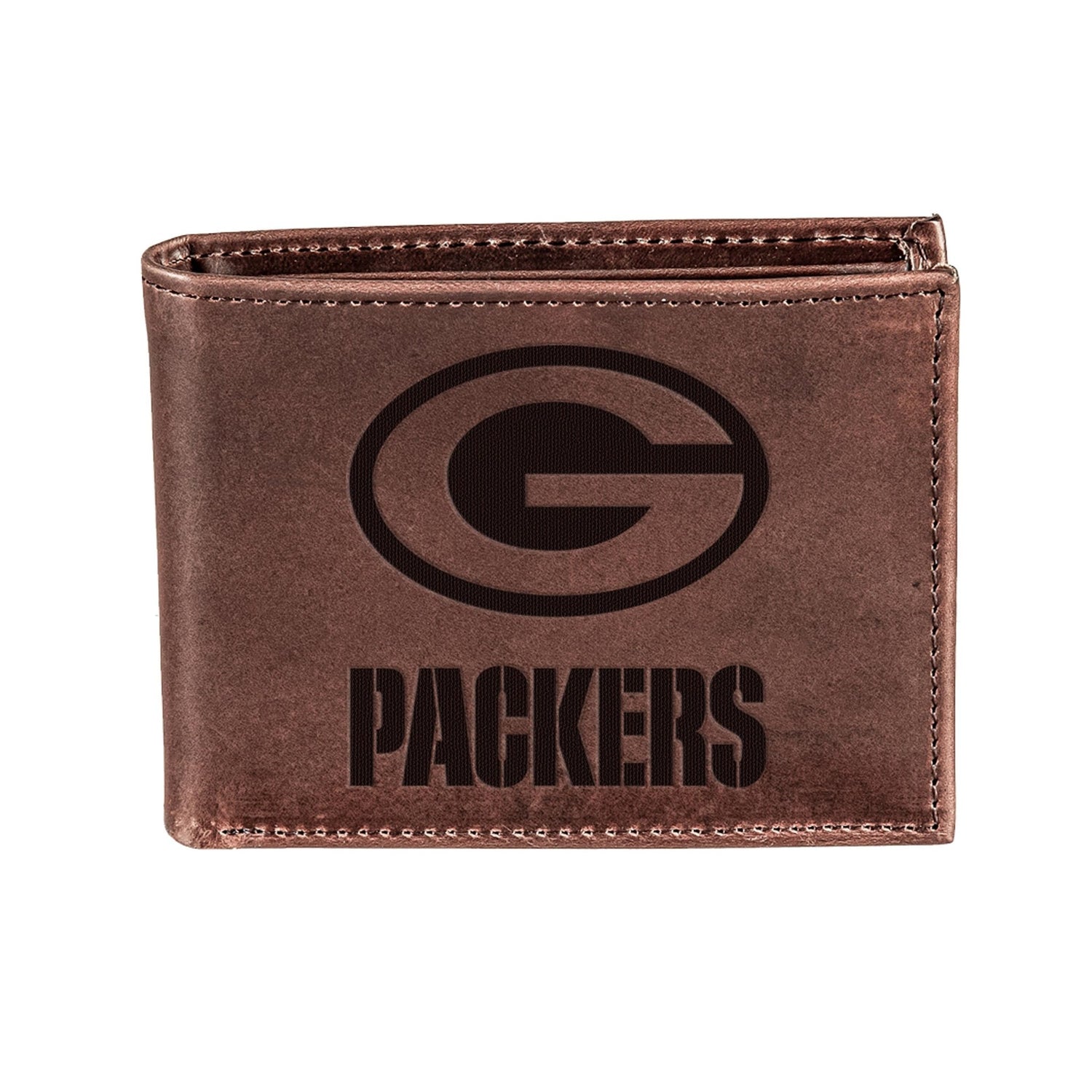 Green Bay Packers, Bi - Fold Wallet, Brown, CH, 100% Genuine Leather - EG Collective - 808412079993