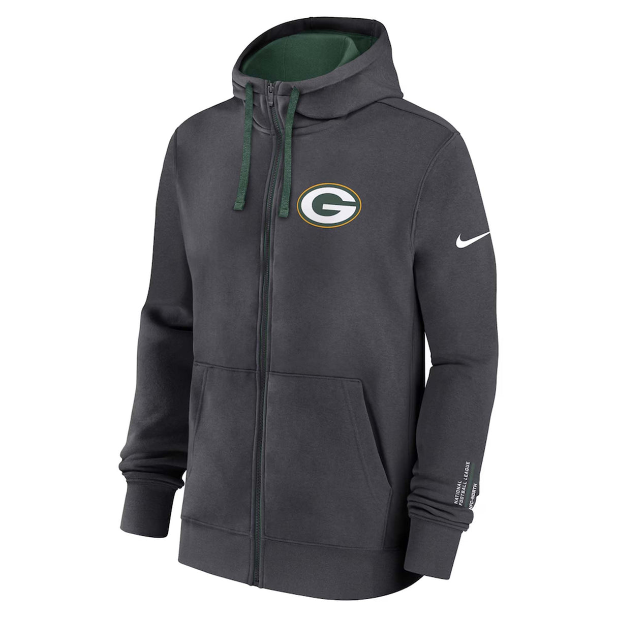 Green Bay Packers Nike Anthracite Primetime Club Full - Zip Hoodie - Nike -