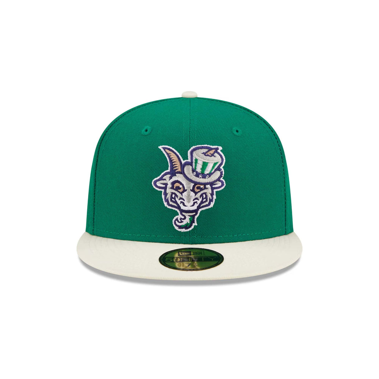 Hartford Yard Goats Green Goat Head Fitted Hat - New Era -