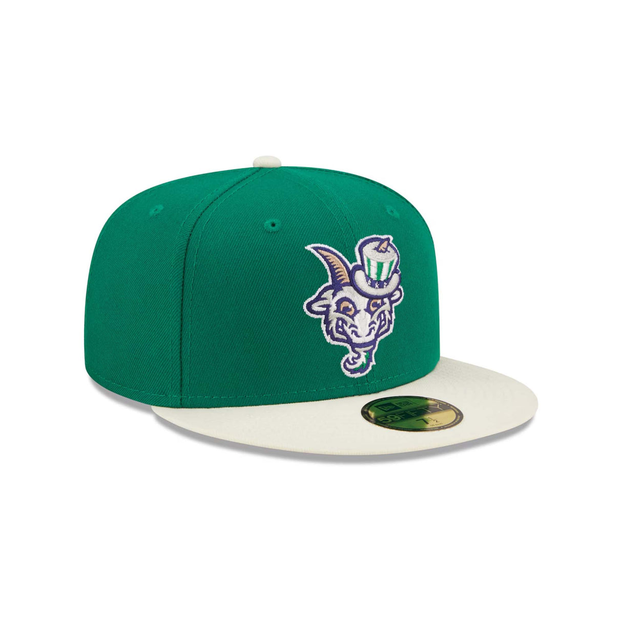 Hartford Yard Goats Green Goat Head Fitted Hat - New Era -