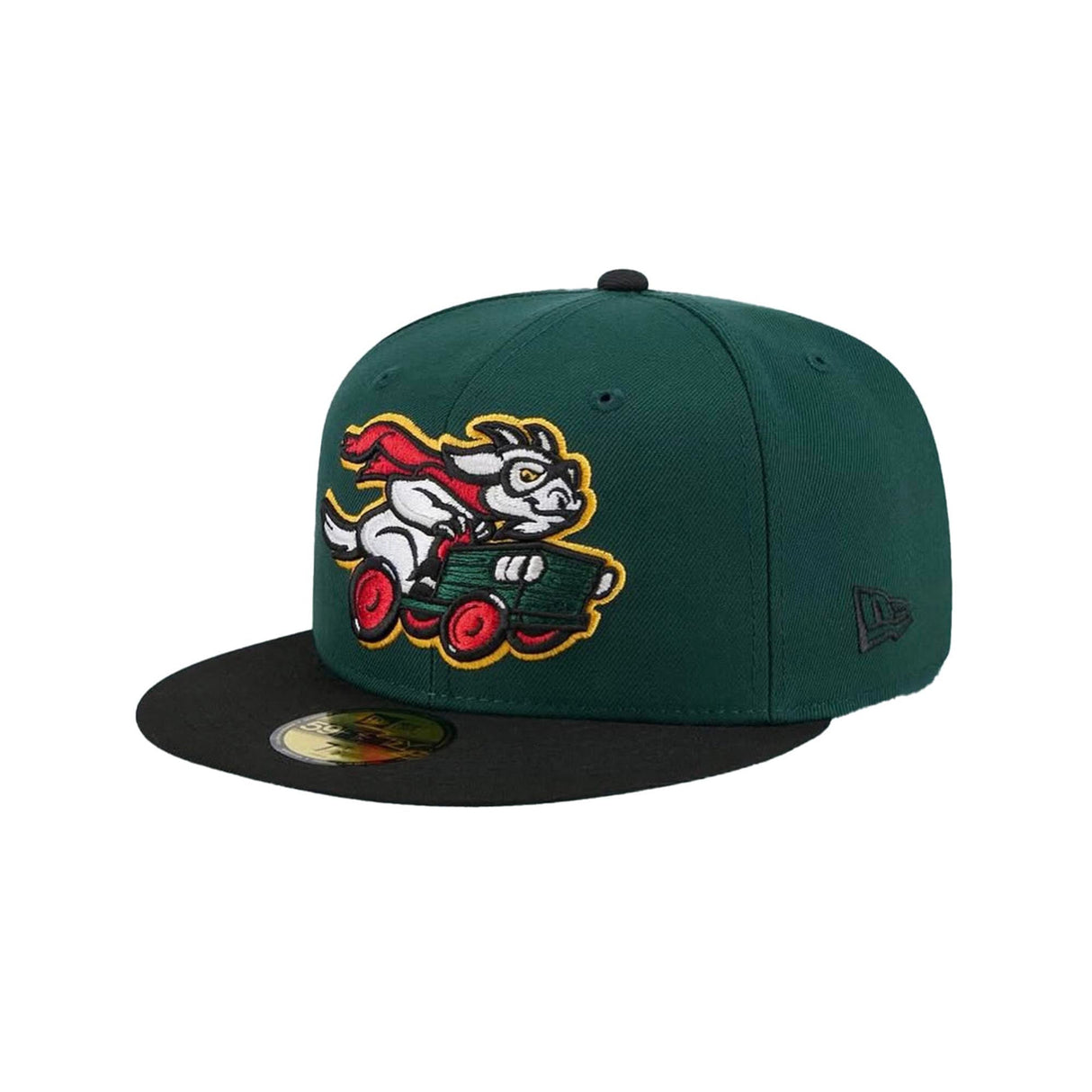 Hickory Crawdads " Goat - Carts" Theme Night 59FIFTY Fitted Hat - Green & Black - New Era -