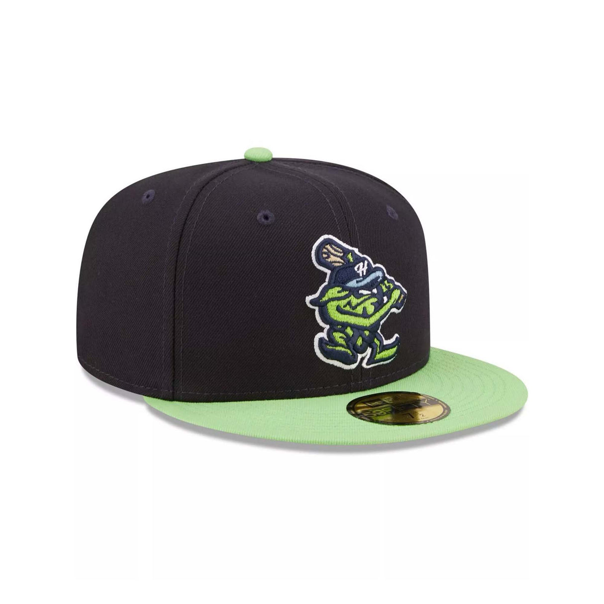 Hillsboro Hops Mascot Logo Black & Lime 59FIFTY Fitted Hat - New Era -