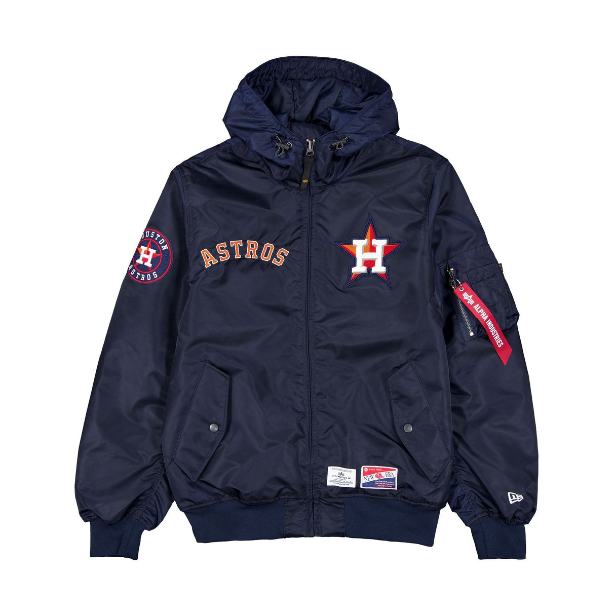 Houston Astros Alpha Industries L - 2B Hooded Bomber Jacket - New Era -