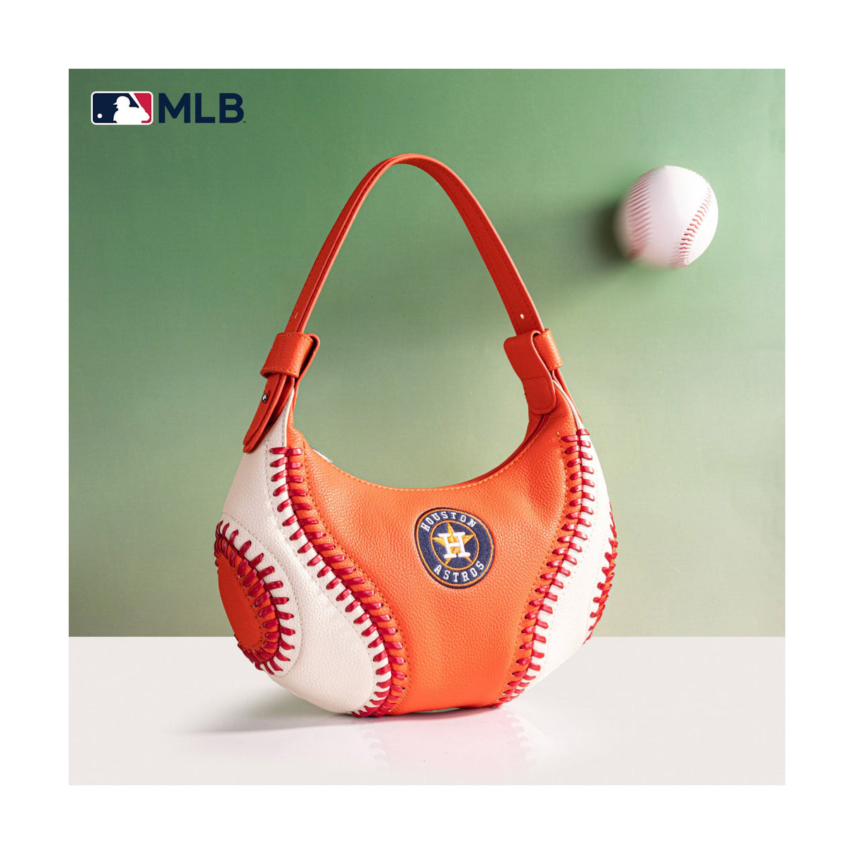 Houston Astros Baseball Stitch Orange Hobo Shoulder Bag - Montana West - 221102403