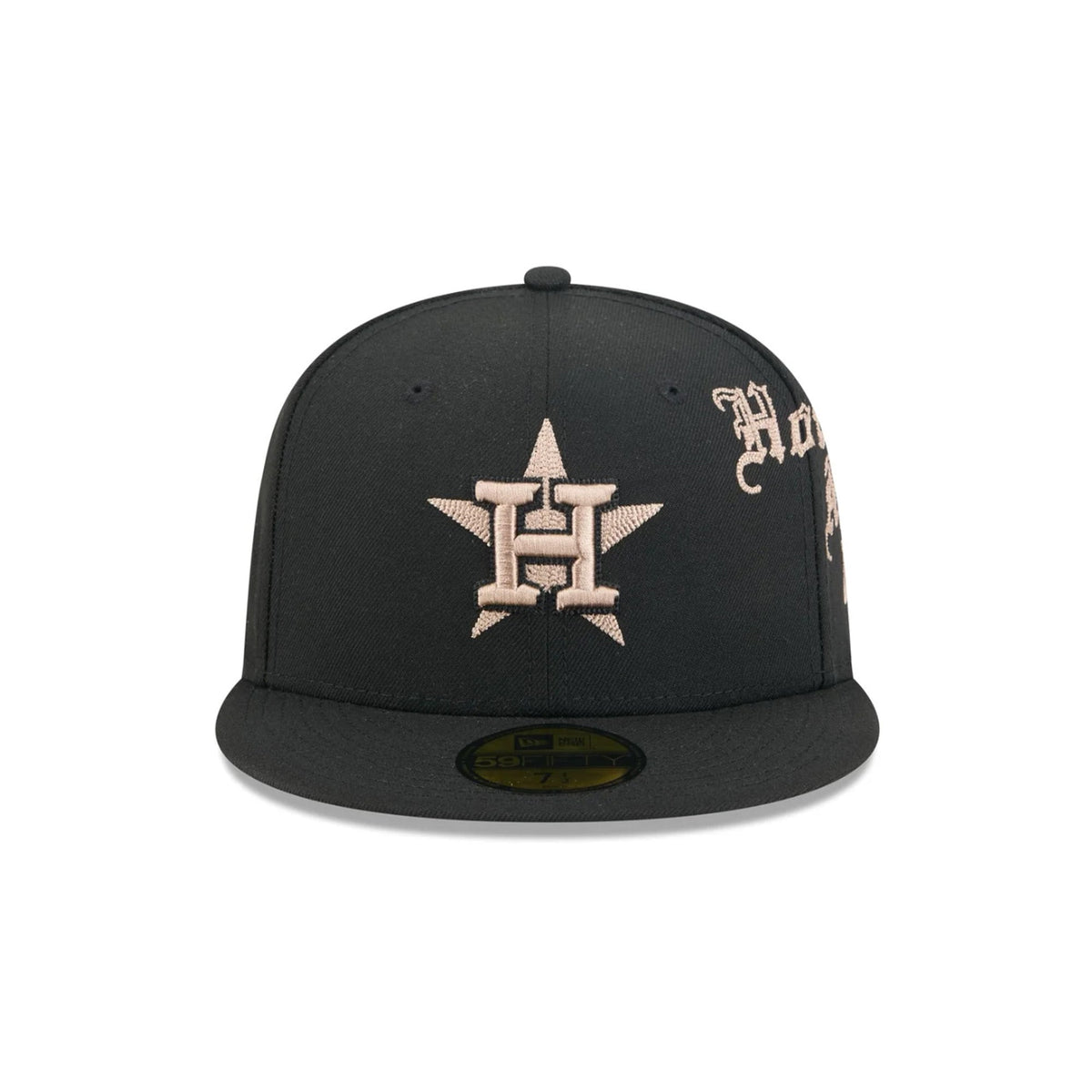 Houston Astros Gothic Lettering Black 59FIFTY Fitted Hat - New Era - 23014340301