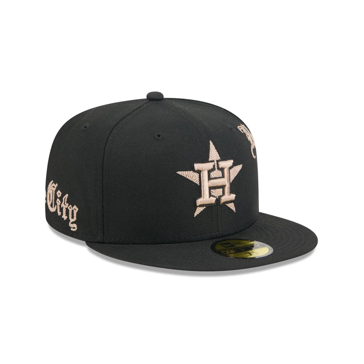 Houston Astros Gothic Lettering Black 59FIFTY Fitted Hat - New Era - 23014340301