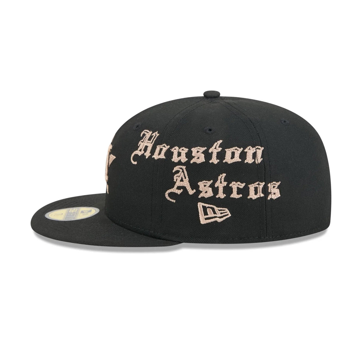 Houston Astros Gothic Lettering Black 59FIFTY Fitted Hat - New Era - 23014340301