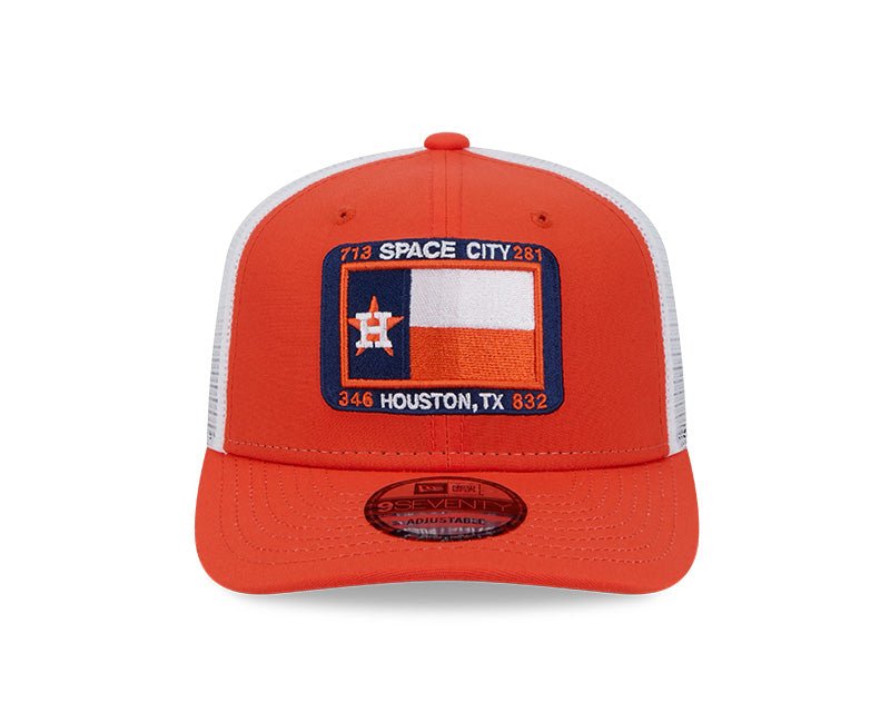 Houston Astros Space City 713 Orange & White 9SEVENTY Snapback Trucker Hat - New Era - 23310640301