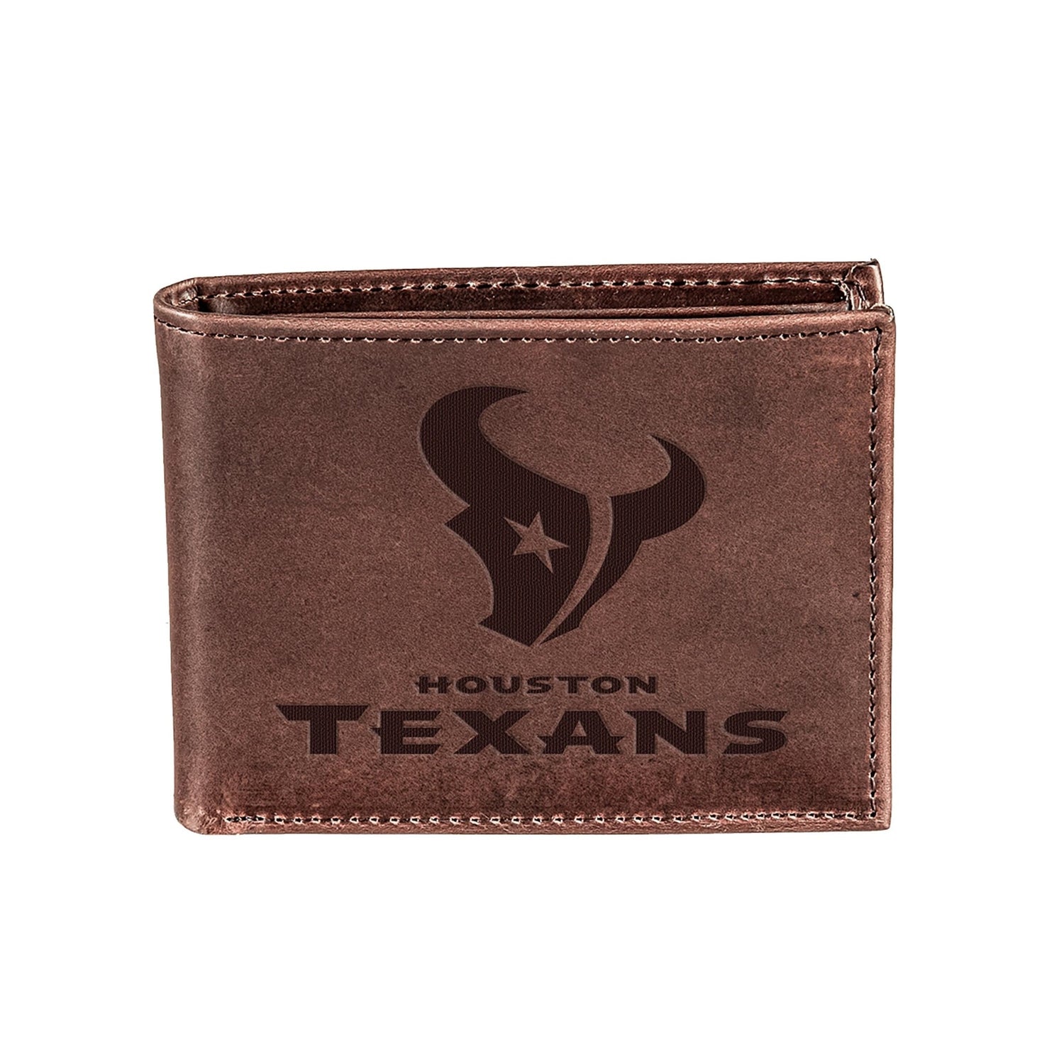 Houston Texans, Bi - Fold Wallet, Brown, CH, 100% Genuine Leather - EG Collective - 808412080005