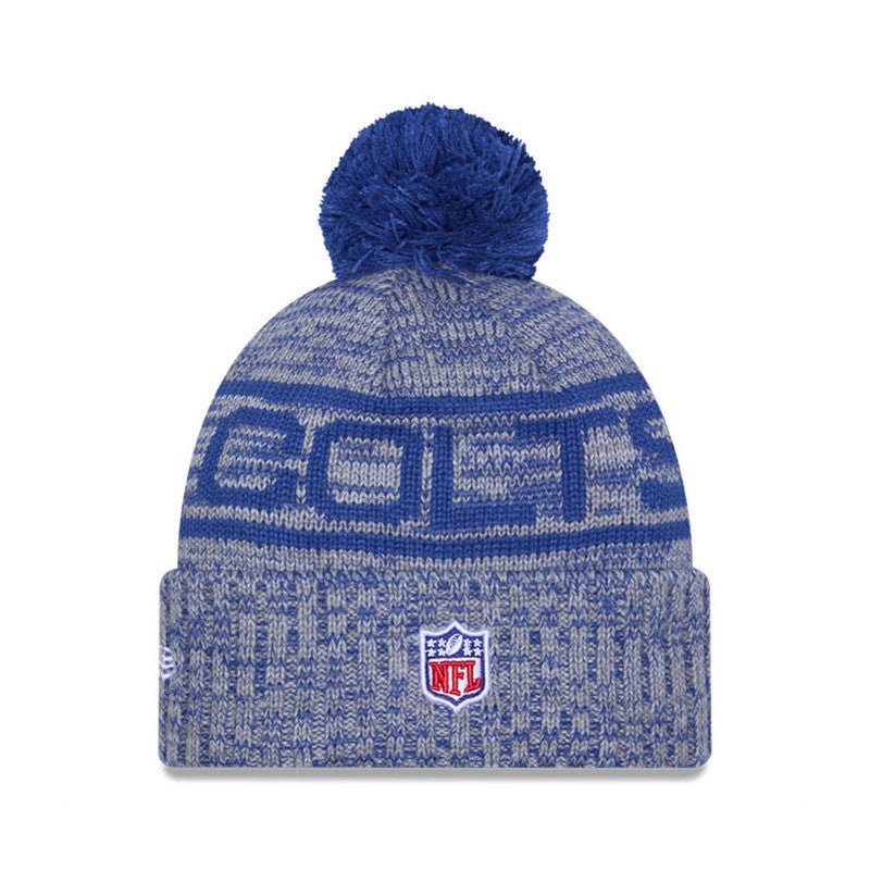 Indianapolis Colts Blue/Gray Pom Knit Beanie - New Era -