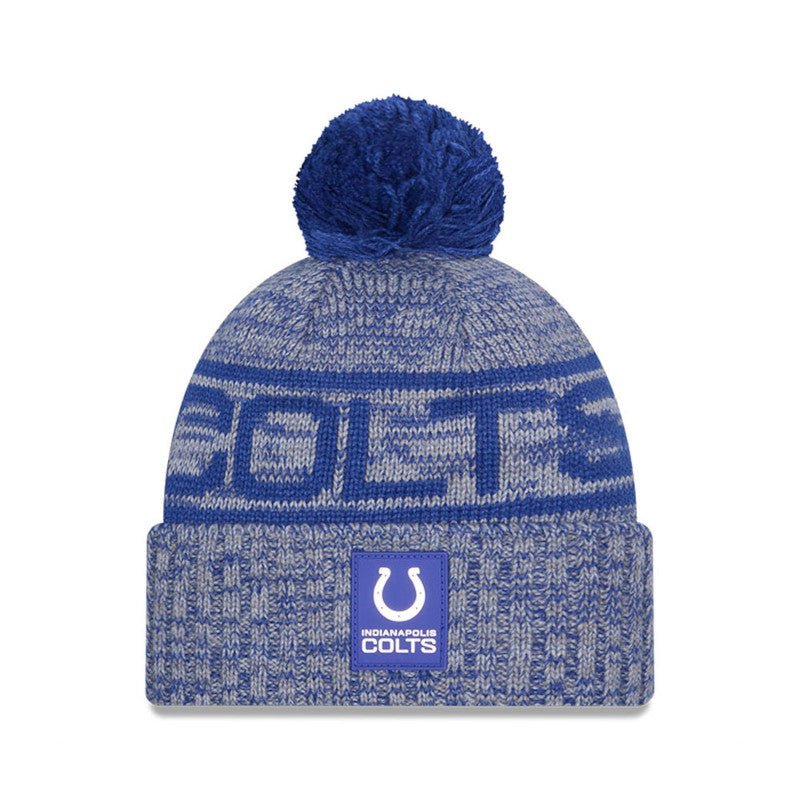 Indianapolis Colts Blue/Gray Pom Knit Beanie - New Era -