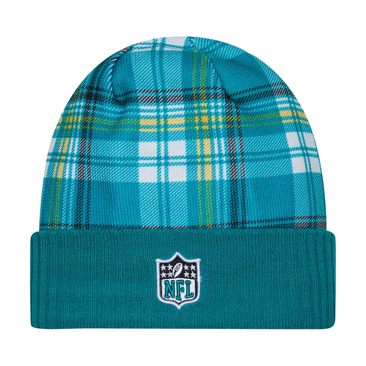 Jacksonville Jaguars 2024 Sideline Statement Plaid Cuffed Knit Beanie - New Era -