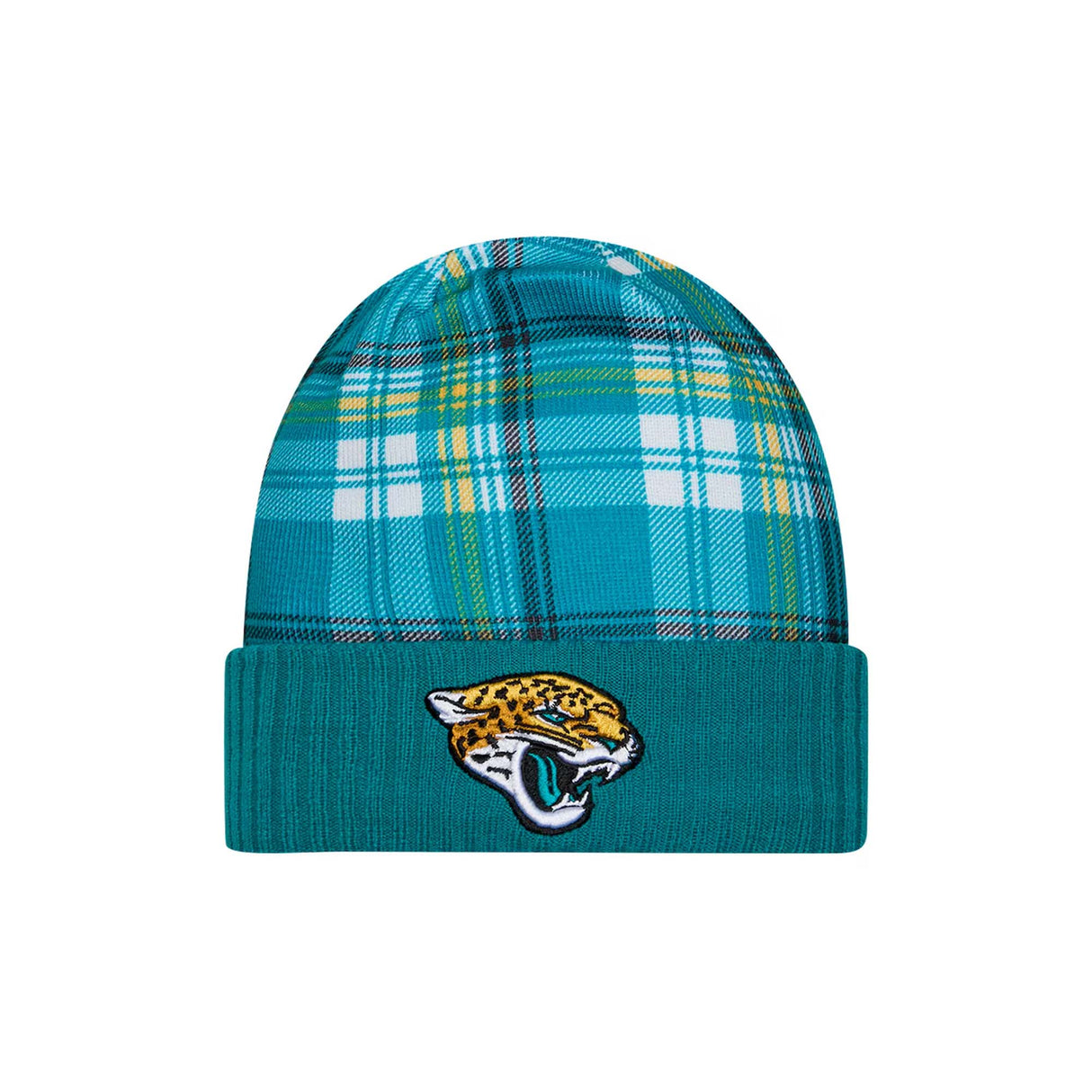 Jacksonville Jaguars 2024 Sideline Statement Plaid Cuffed Knit Beanie - New Era -