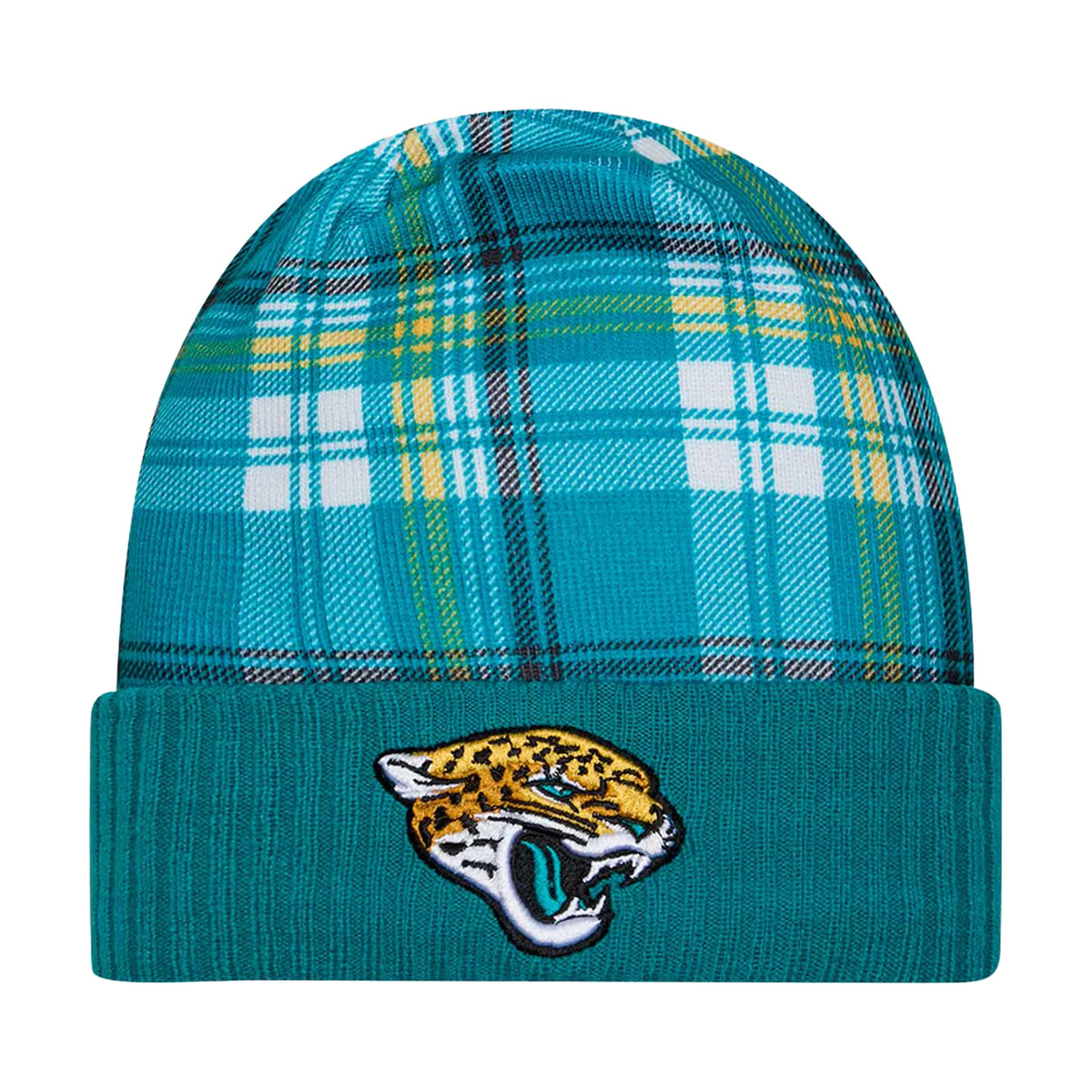 Jacksonville Jaguars 2024 Sideline Statement Plaid Cuffed Knit Beanie - New Era -