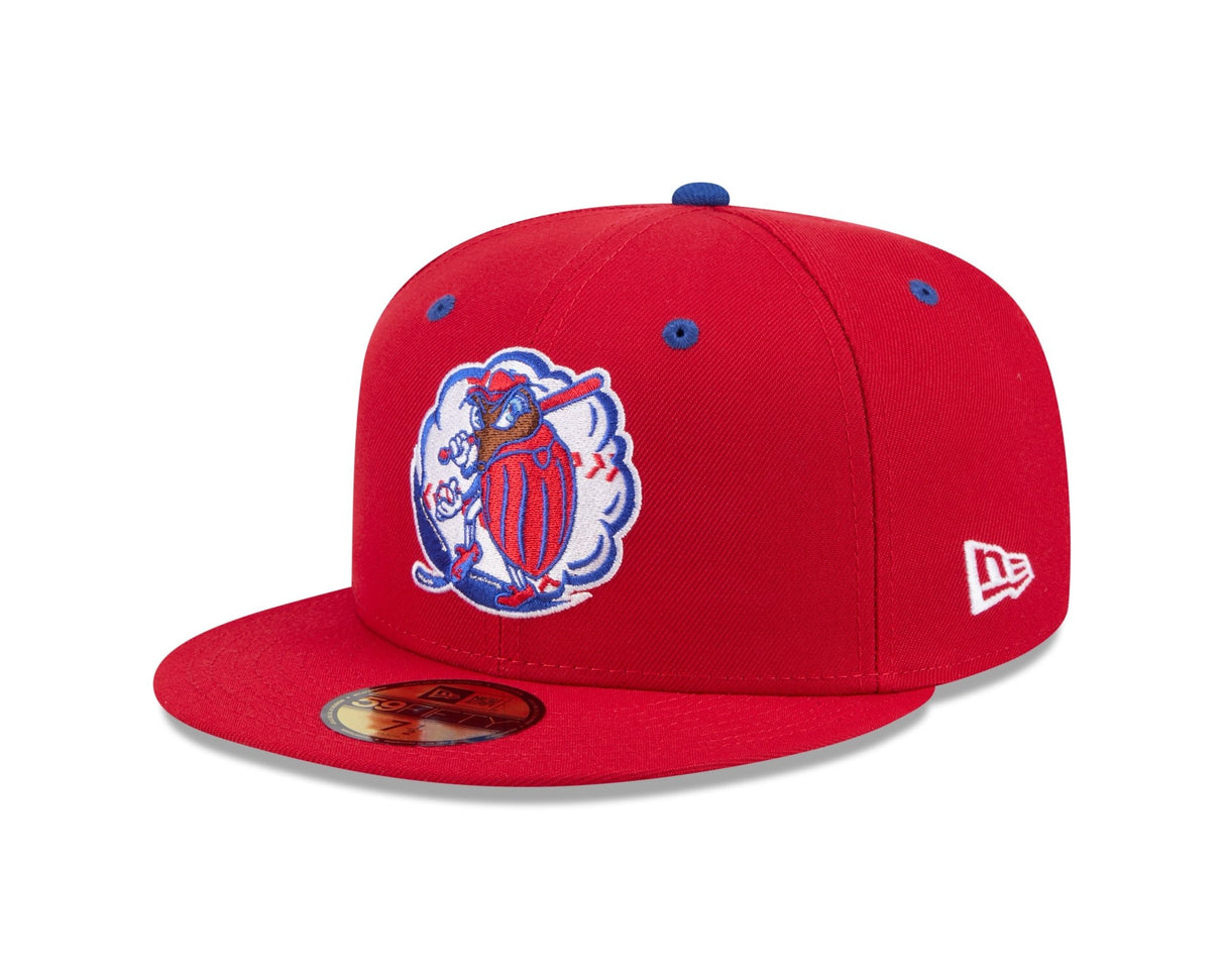 Kannapolis Cannon Ballers " Piedmont Boll Weevils " Theme Night 59FIFTY Fitted Hat - All Red - New Era -