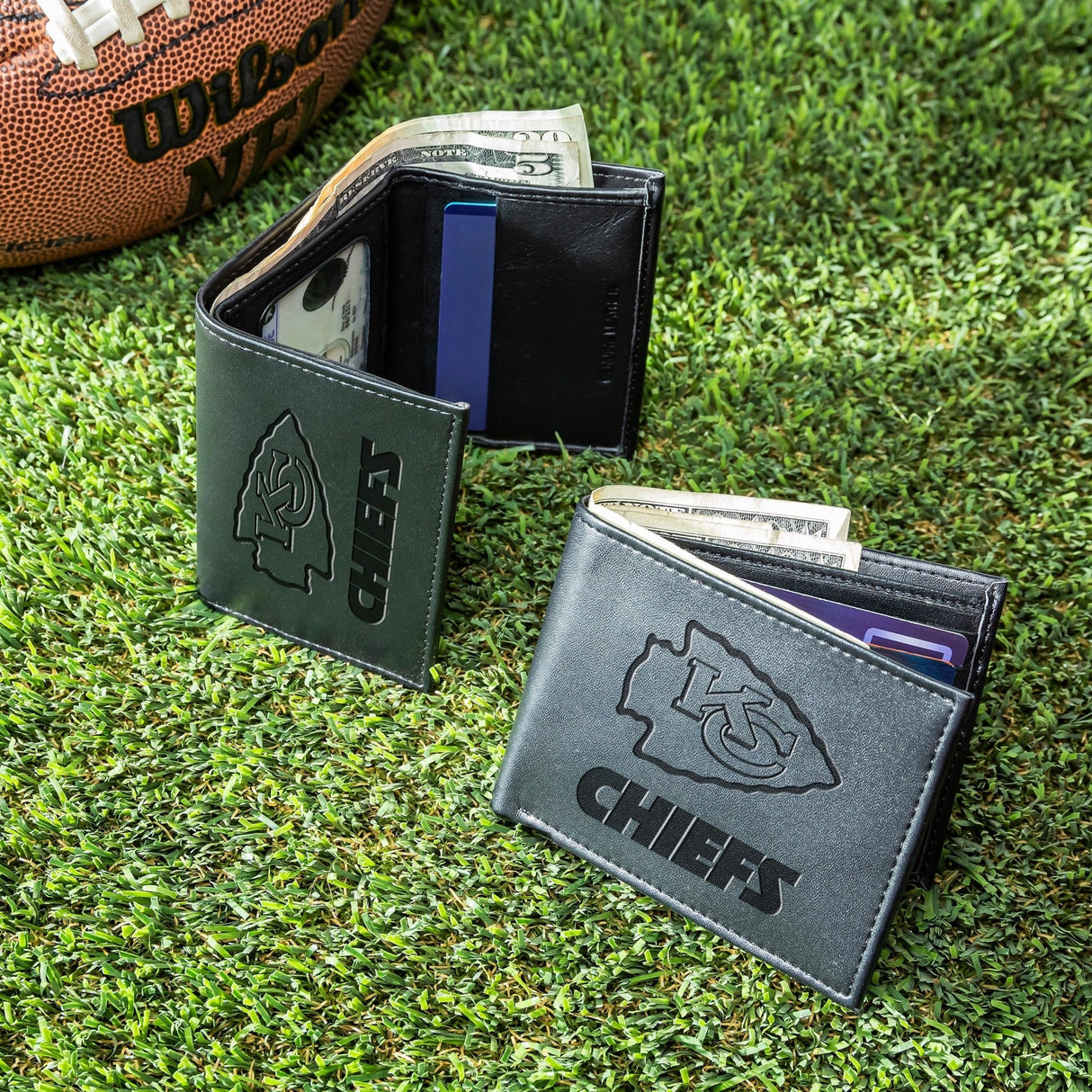 Kansas City Chiefs, Bi - Fold and Tri - Fold Wallet Gift Set, Black - EG Collective - 801946326878