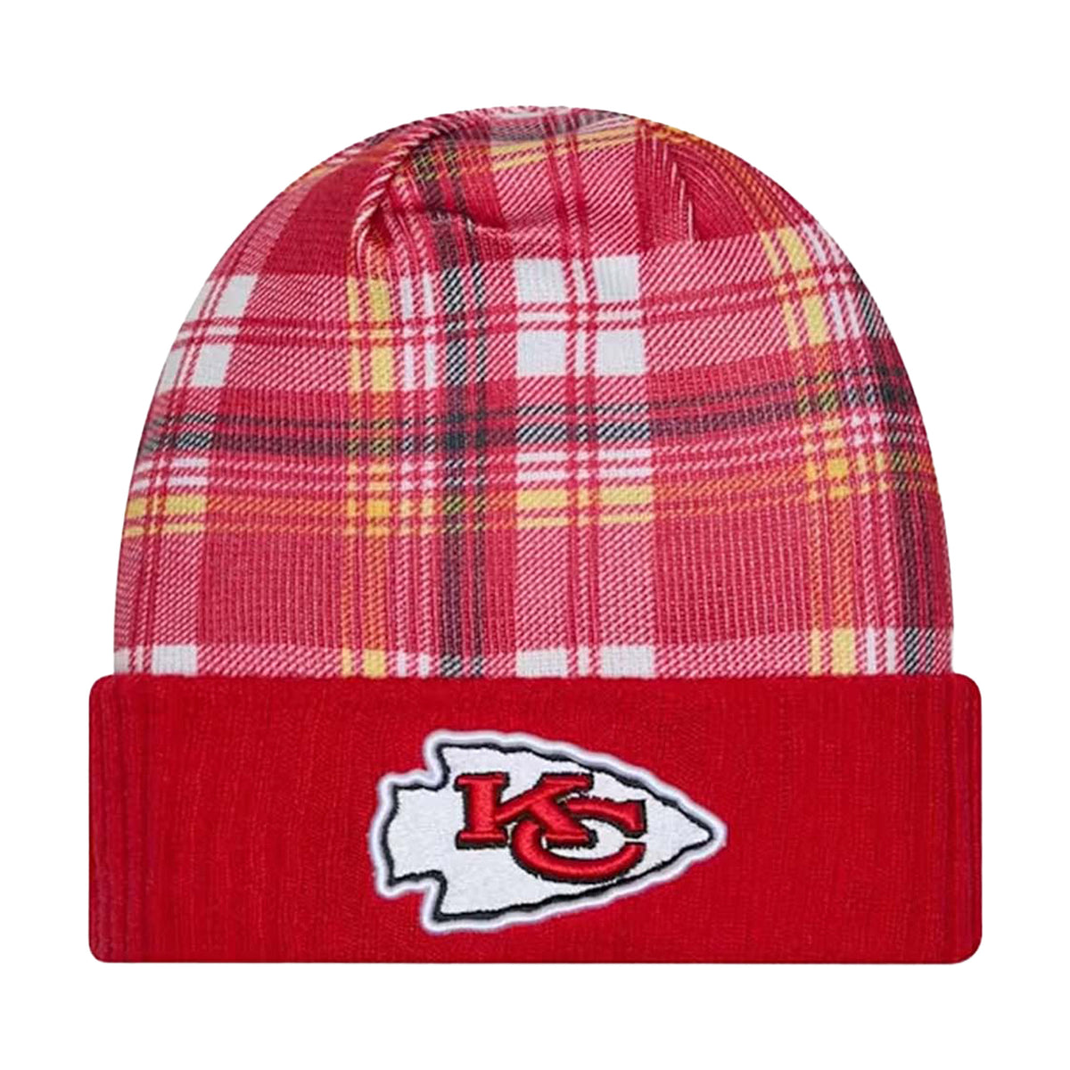 Kansas City Chiefs Red Plaid Statement Beanie Cuffed Knit Hat - New Era -