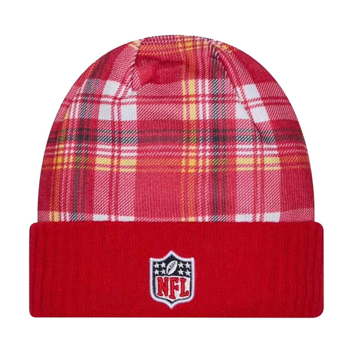 Kansas City Chiefs Red Plaid Statement Beanie Cuffed Knit Hat - New Era -