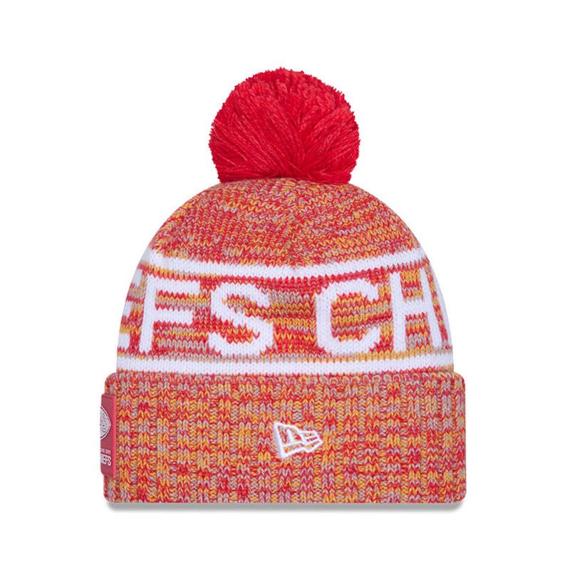 Kansas City Chiefs Red/Yellow Pom Knit Beanie - New Era -