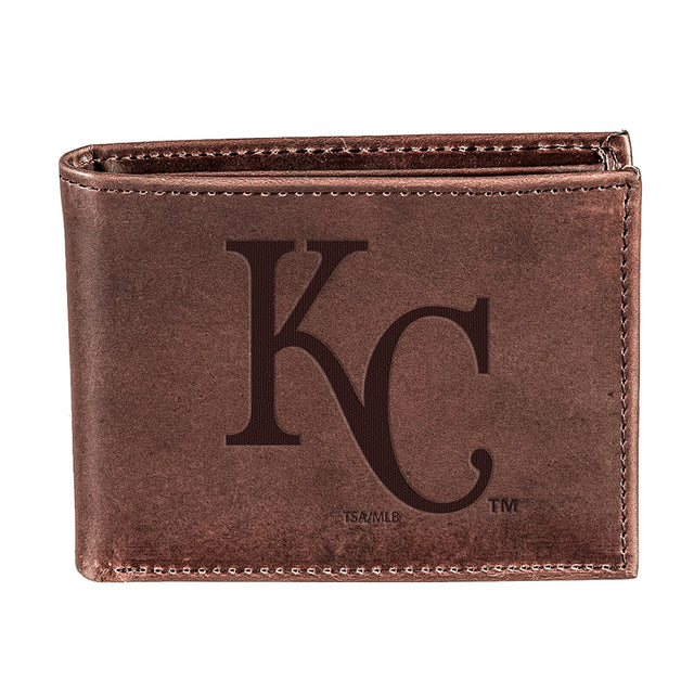 Kansas City Royals Bi - Fold Wallet Brown 100% Genuine Leather - EG Collective - 801946414919
