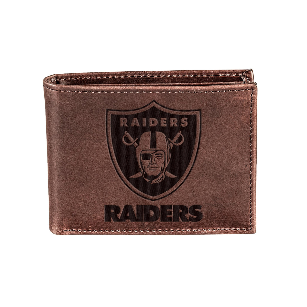 Las Vegas Raiders, Bi-Fold Wallet, Brown, CH, 100% Genuine Leather - EG Collective - 808412080104