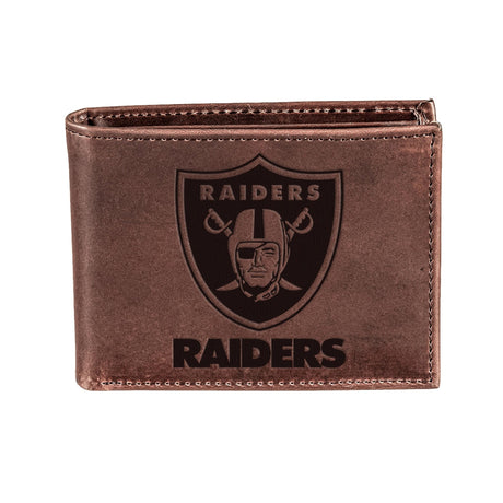 Las Vegas Raiders, Bi - Fold Wallet, Brown, CH, 100% Genuine Leather - EG Collective - 808412080104