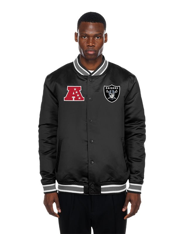 Las Vegas Raiders Black Satin Varsity Jacket - New Era -