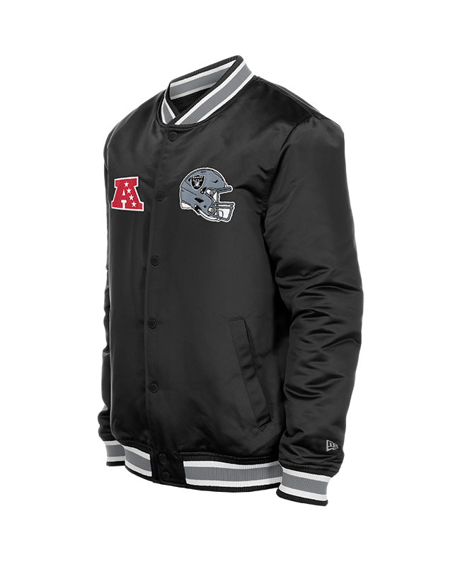 Las Vegas Raiders Black Satin Varsity Jacket - New Era -