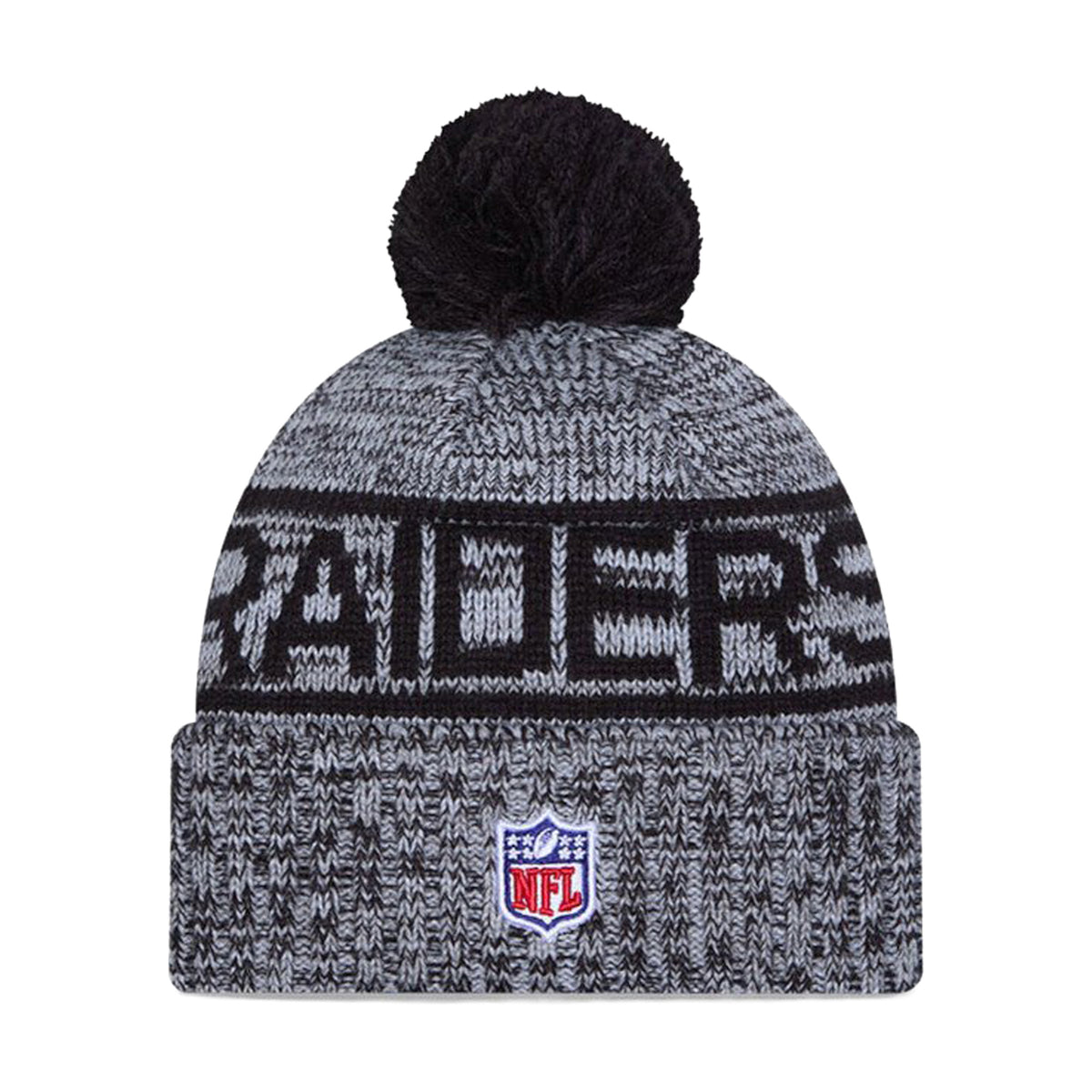 Las Vegas Raiders Black/Gray Pom Knit Beanie - New Era -