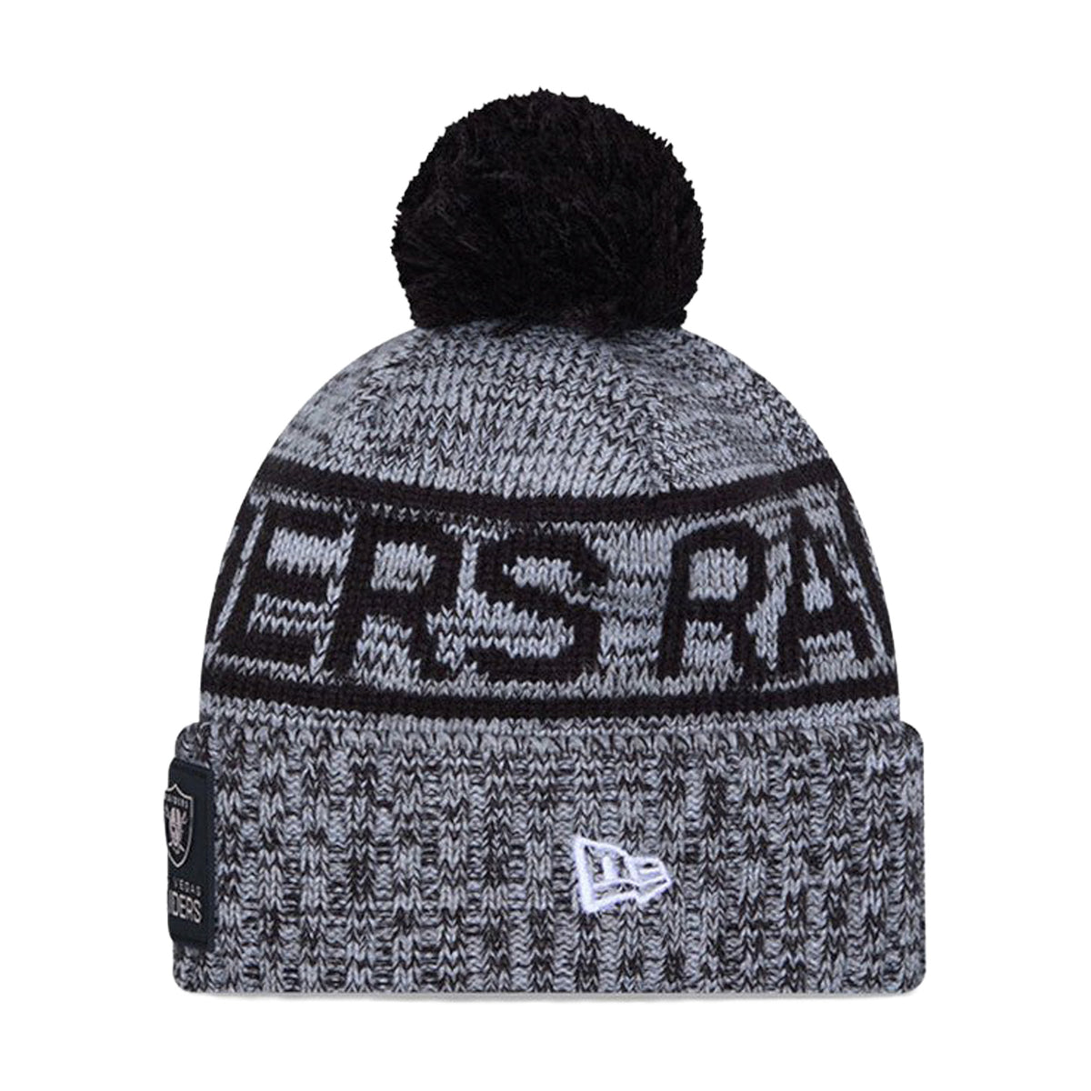 Las Vegas Raiders Black/Gray Pom Knit Beanie - New Era -