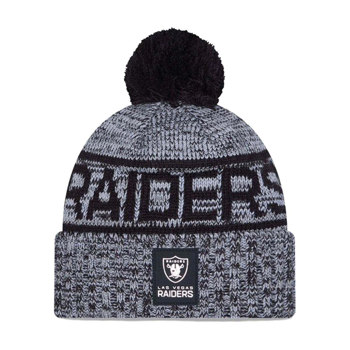 Las Vegas Raiders Black/Gray Pom Knit Beanie - New Era -