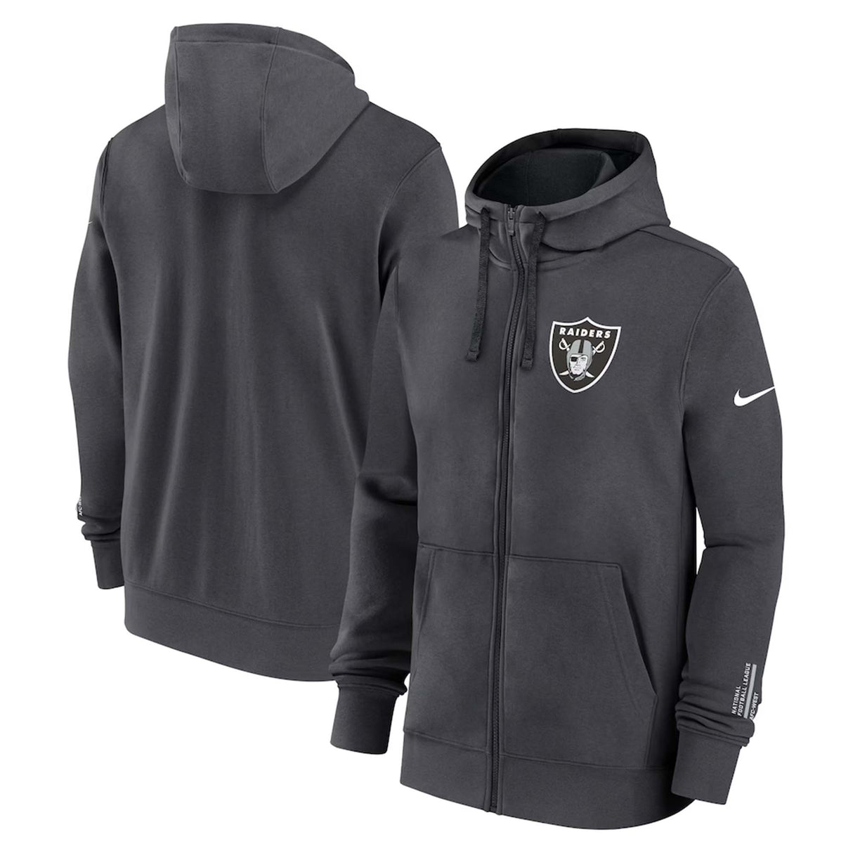 Las Vegas Raiders Nike Anthracite Primetime Club Full - Zip Hoodie - Nike -