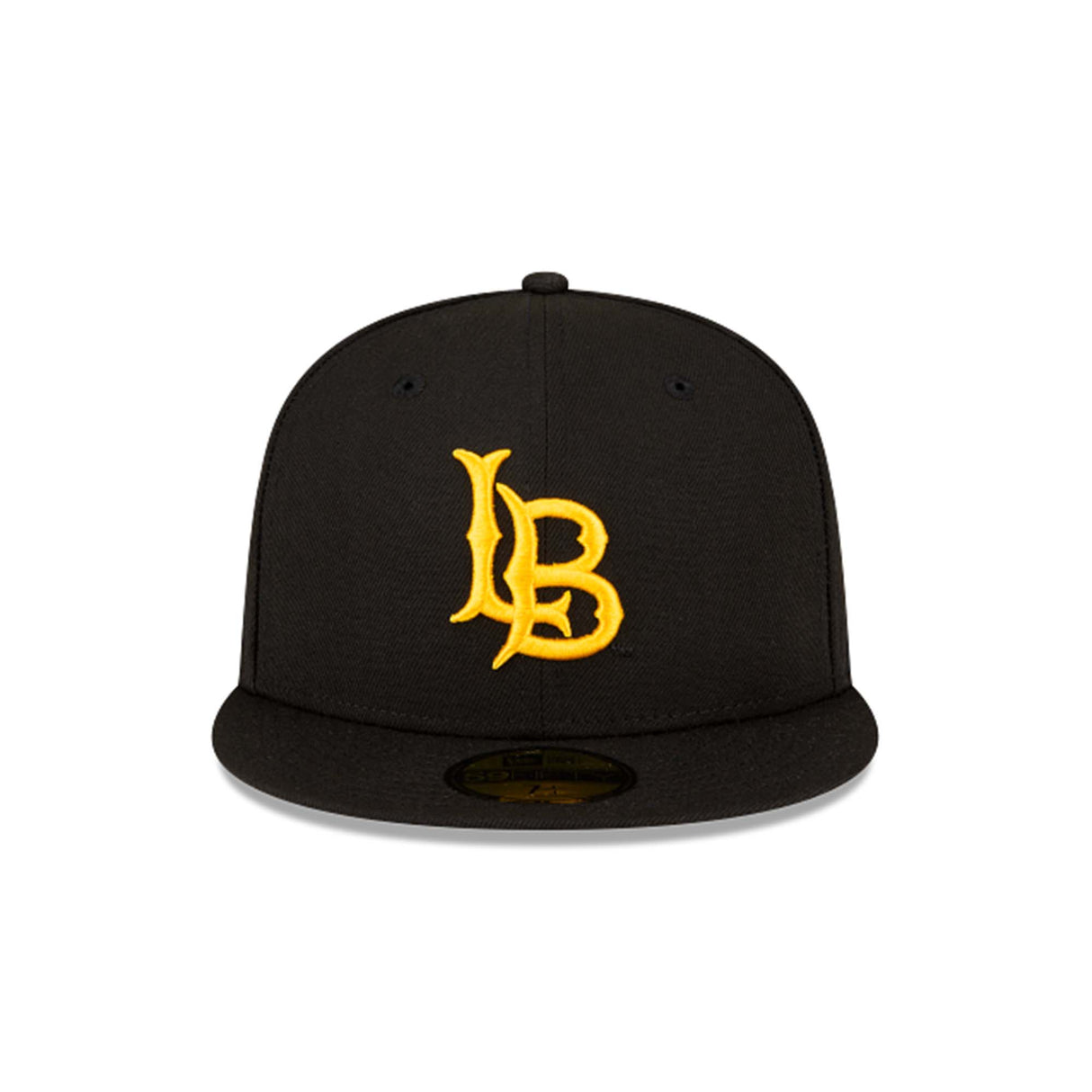 Long Beach State Yellow LB Logo Black 59FIFTY Fitted Hat - New Era -