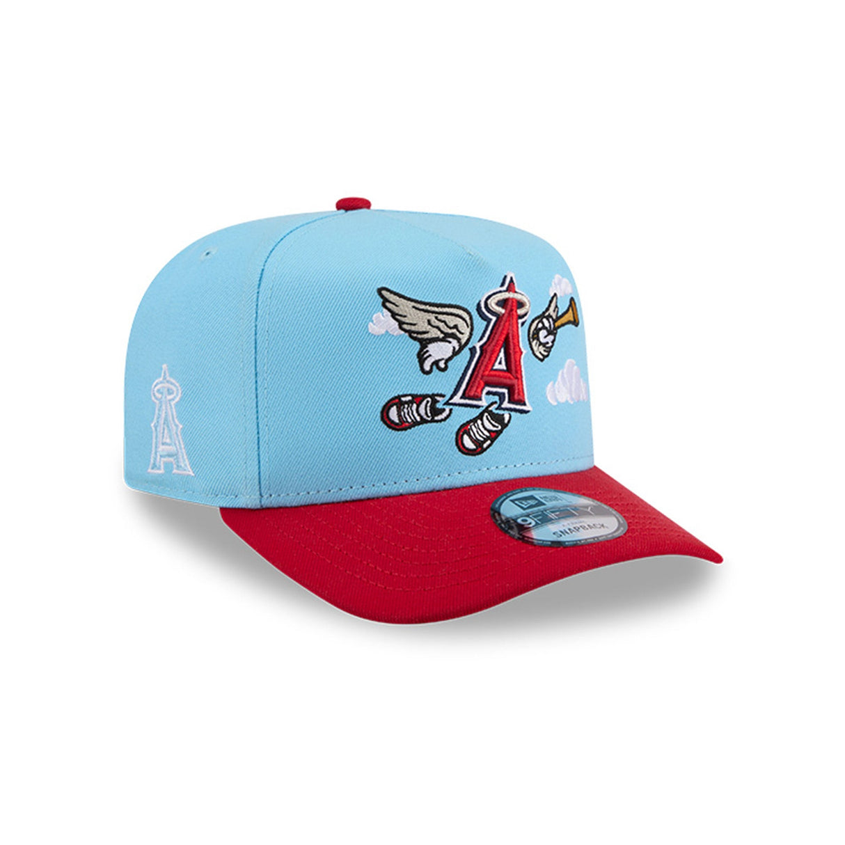 Los Angeles Angels Cartoon Mascot Sky Blue & Red 9FIFTY A - Frame Snapback Hat - New Era - 230118402