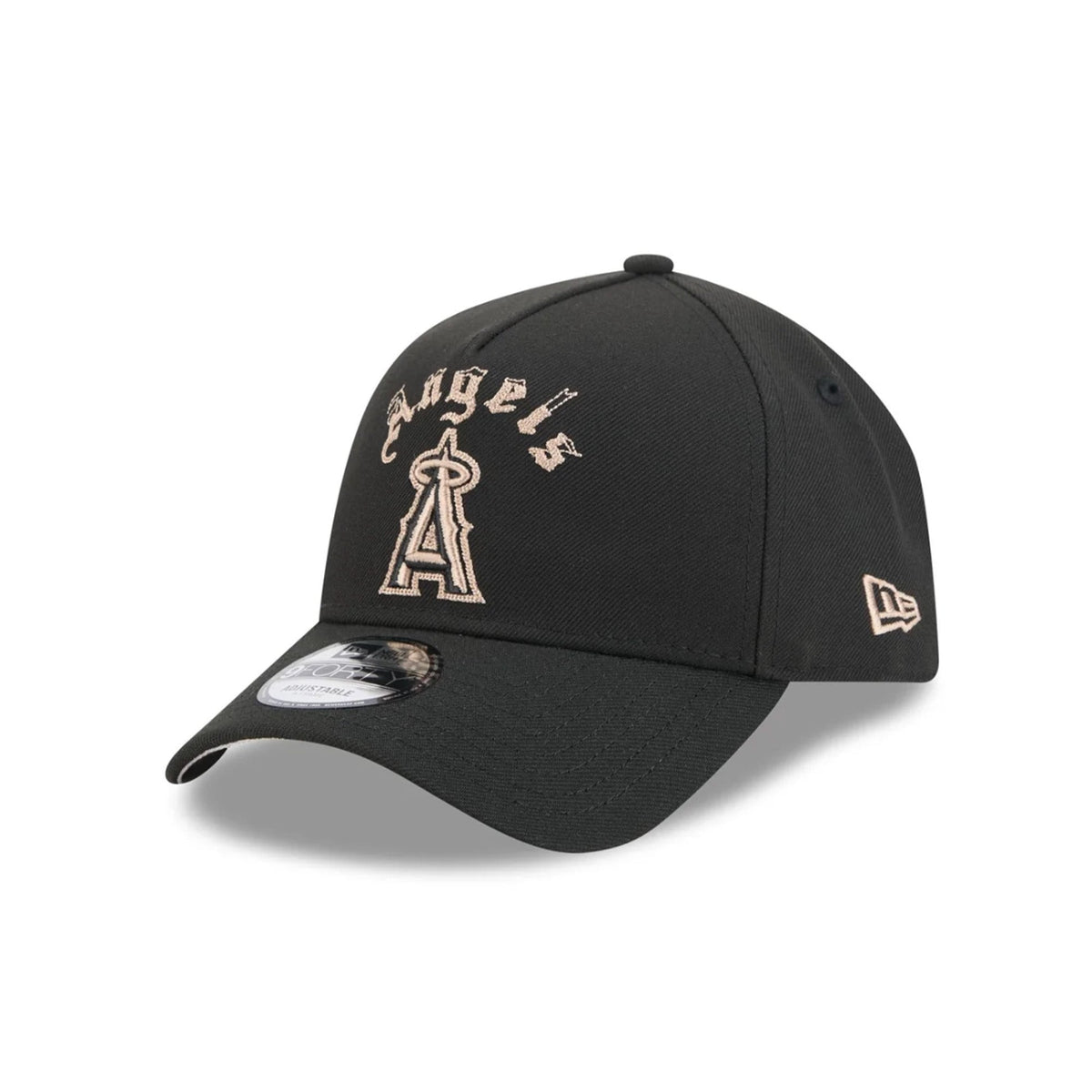 Los Angeles Angels Gothic Lettering Black 9FORTY A-Frame Snapback Hat - New Era - 230144402