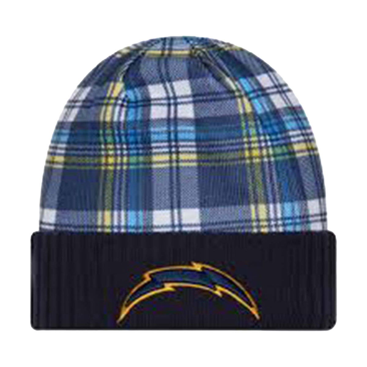 Los Angeles Chargers 2024 Sideline Statement Plaid Cuffed Knit Beanie - New Era -