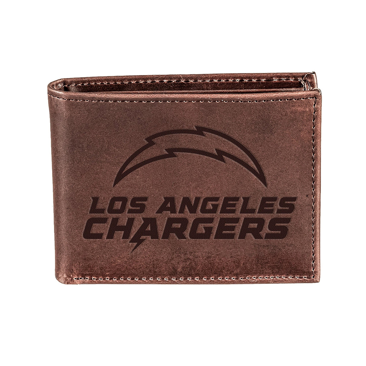 Los Angeles Chargers, Bi - Fold Wallet, Brown, CH, 100% Genuine Leather - EG Collective - 808412080135