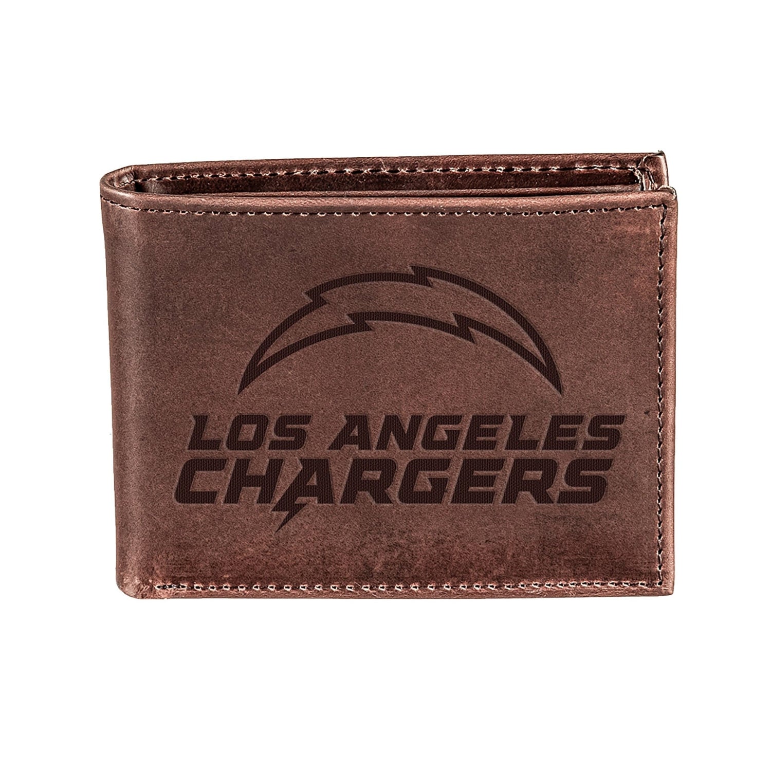 Los Angeles Chargers, Bi - Fold Wallet, Brown, CH, 100% Genuine Leather - EG Collective - 808412080135