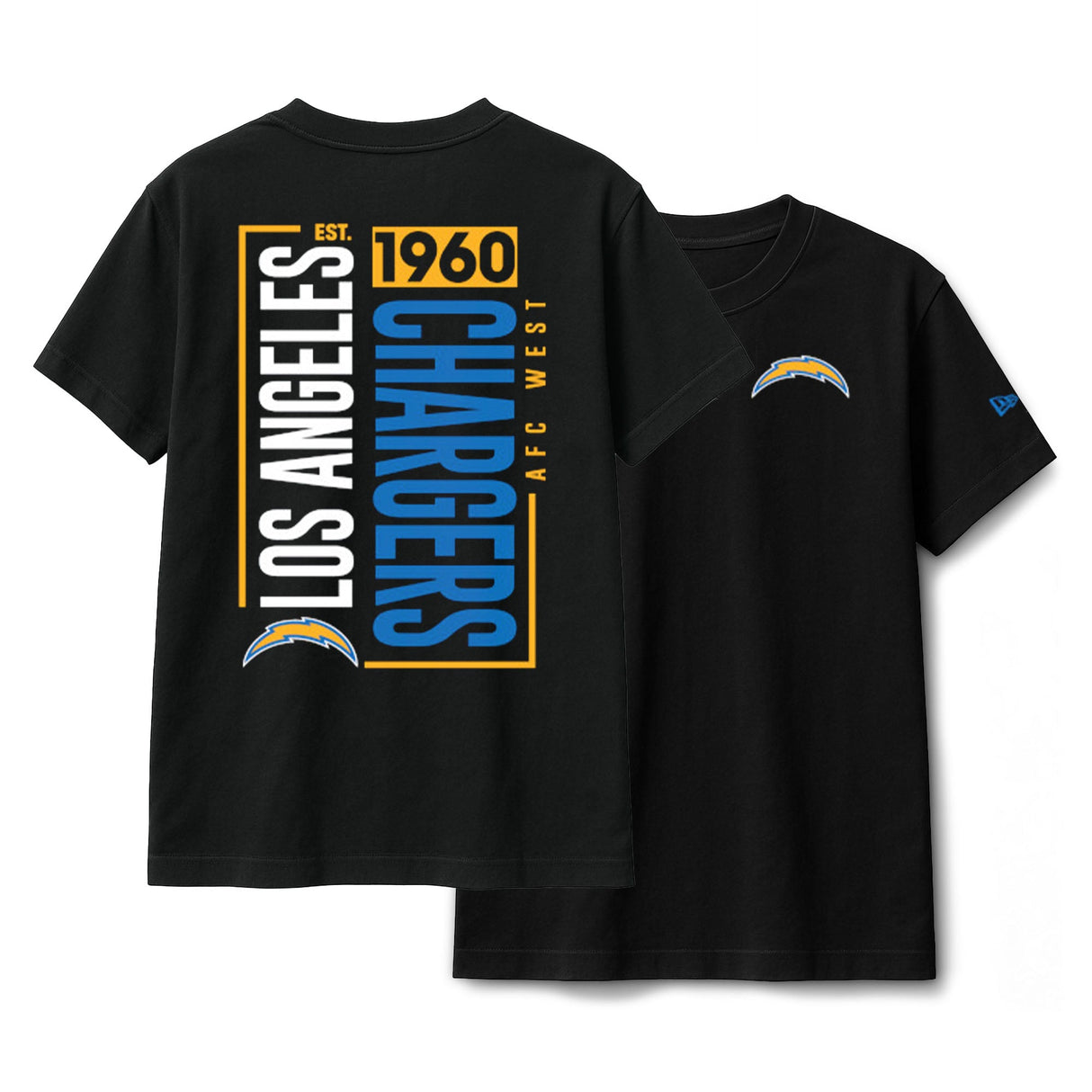 Los Angeles Chargers Black New Era 2 - Hit Boxy T-Shirt - New Era -