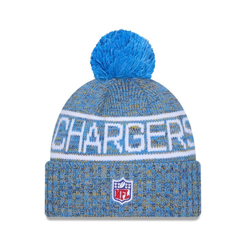 Los Angeles Chargers Powder Blue/Gold Pom Knit Beanie - New Era -