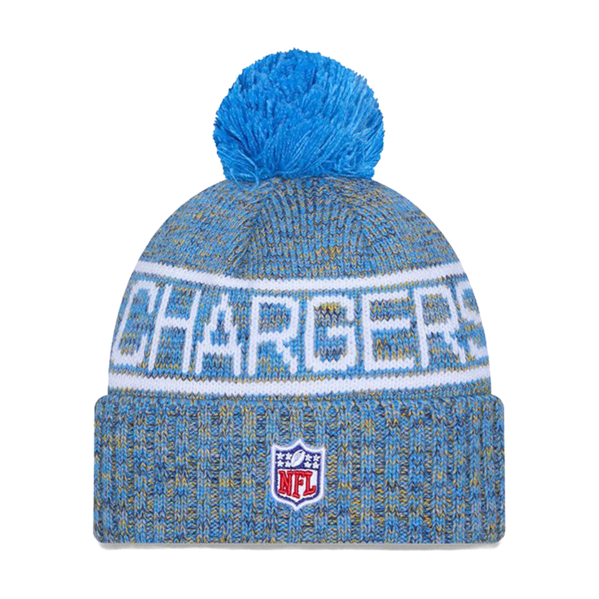 Los Angeles Chargers Powder Blue/Gold Pom Knit Beanie - New Era -
