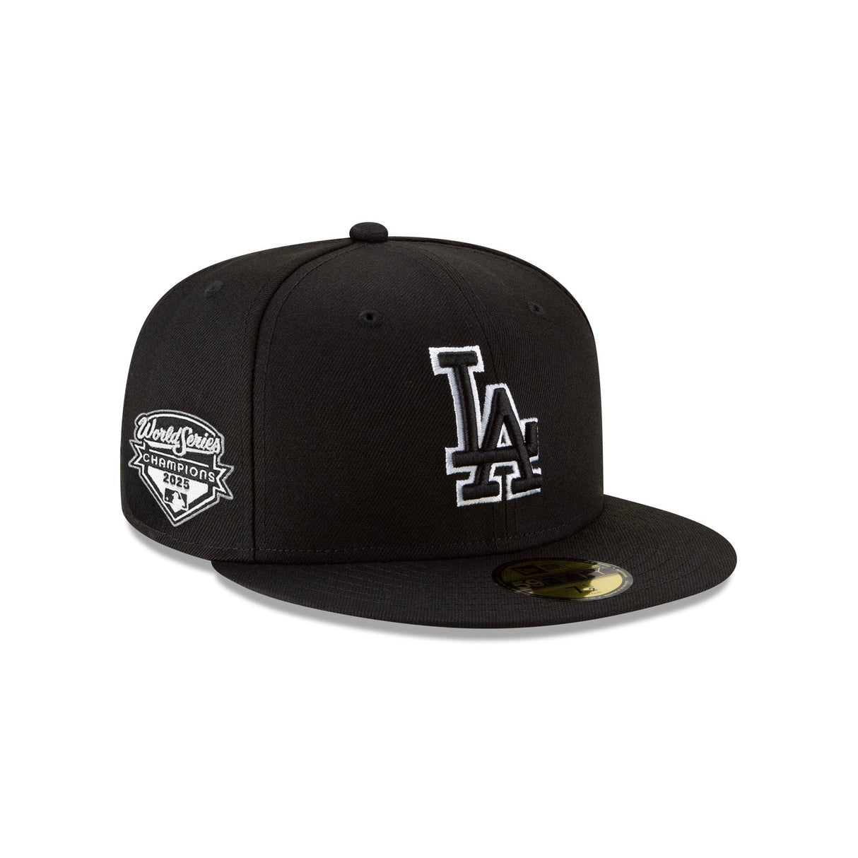Los Angeles Dodgers 2025 World Series Champions Black & White Outline 59FIFTY Fitted Hat - New Era -